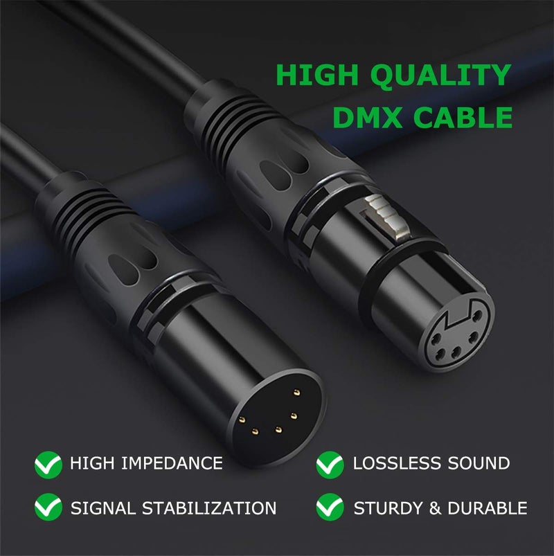 HOSONGIN 5 PIN XLR DMX Cable Adapter 5 Feet, DMX512 5PIN DMX Female to Male 5-PIN DMX Cable - Image 2